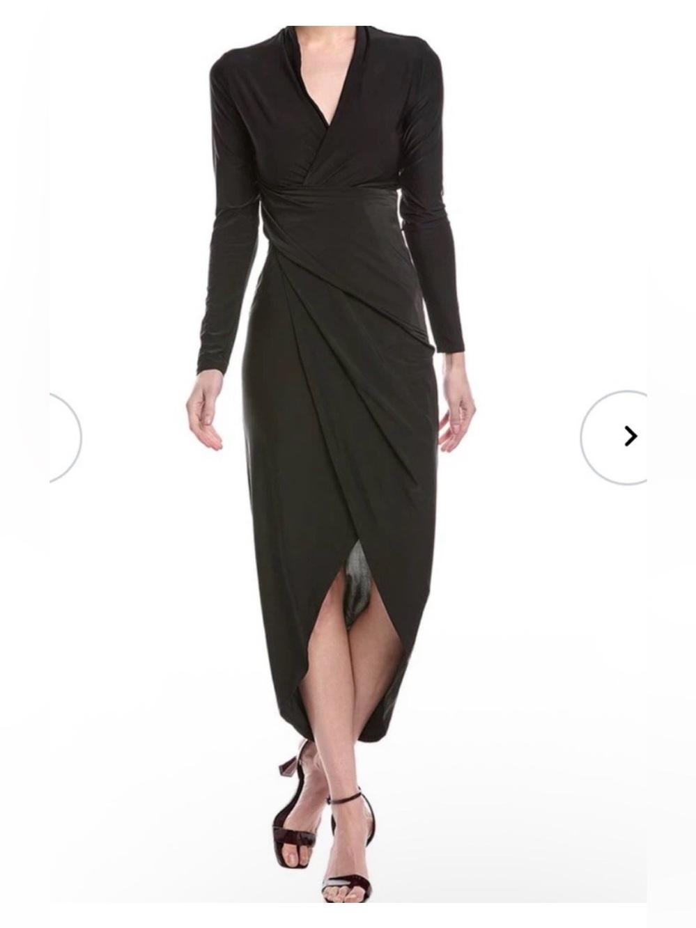 NEW Rachel Roy Black Long Sleeve Wrap Midi Dress - Elegant Evening Dress 2x